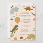 Three Rex Dinosaur 3rd Boy Birthday Invitation Einladung (Vorderseite)