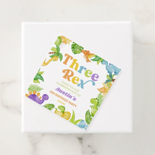 Three Rex Dinosaur 3rd Third Birthday Party Geschenkanhänger (Beispiel)