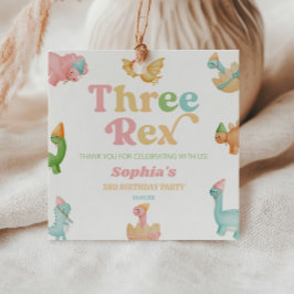 Three Rex Dinosaur 3rd Third Birthday Party Geschenkanhänger