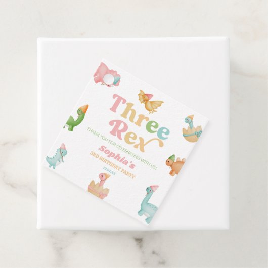 Three Rex Dinosaur 3rd Third Birthday Party Geschenkanhänger (Beispiel)