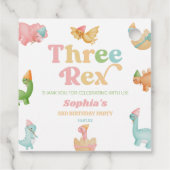 Three Rex Dinosaur 3rd Third Birthday Party Geschenkanhänger (Rückseite)