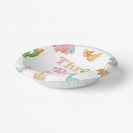 Three Rex Dinosaur 3rd Third Birthday Party Pappteller (Gewinkelt)