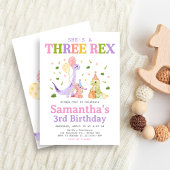 Three Rex Dinosaur Birthday Einladung