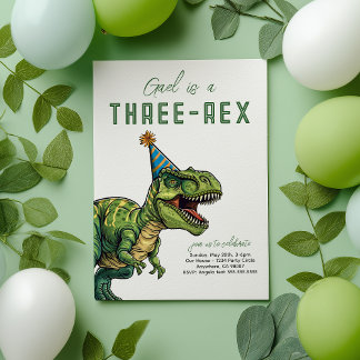 Three-Rex Dinosaur Birthday Einladung
