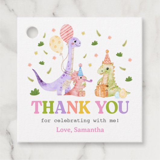 Three Rex Dinosaur Birthday Geschenkanhänger (Vorderseite)