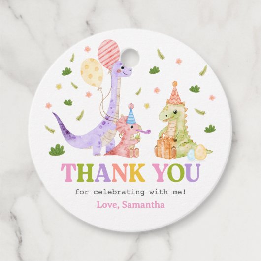 Three Rex Dinosaur Birthday Geschenkanhänger (Vorderseite)