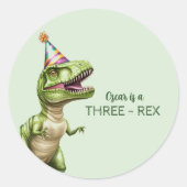 Three-Rex Dinosaur Birthday | Green Dino Runder Aufkleber (Vorderseite)