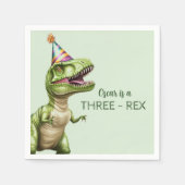 Three-Rex Dinosaur Birthday | Green Dino Serviette (Vorderseite)