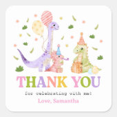 Three Rex Dinosaur Birthday Quadratischer Aufkleber (Vorderseite)