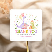 Three Rex Dinosaur Birthday Quadratischer Aufkleber