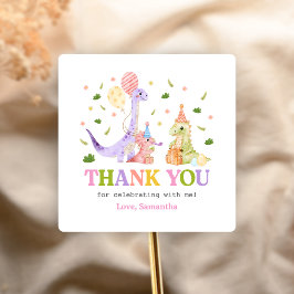 Three Rex Dinosaur Birthday Quadratischer Aufkleber