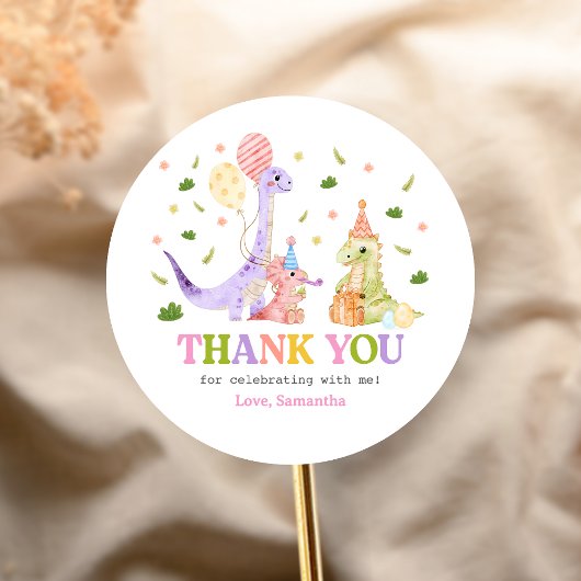 Three Rex Dinosaur Birthday Runder Aufkleber