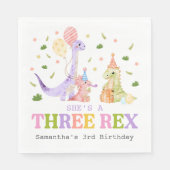 Three Rex Dinosaur Birthday Serviette (Vorderseite)