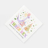 Three Rex Dinosaur Birthday Serviette (Ecke)