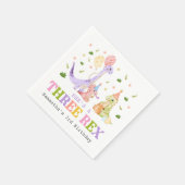 Three Rex Dinosaur Birthday Serviette (Ecke)