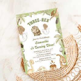 Three Rex Dinosaur Boy 3. Geburtstags-Party Einladung
