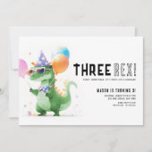 Three Rex Dinosaur Geburtstag Einladung (Vorderseite)