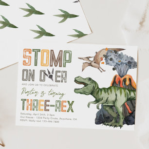 Three-Rex Dinosaur Geburtstagseinladung Einladung