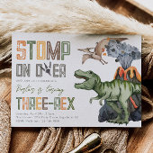 Three-Rex Dinosaur Geburtstagseinladung Einladung