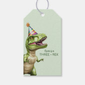Three-Rex Dinosaur GeburtstagsgeschenkTags | Green Geschenkanhänger (Vorderseite)