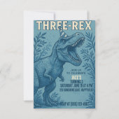 Three Rex Dinosaur Jungle Birthday Einladung (Vorderseite)