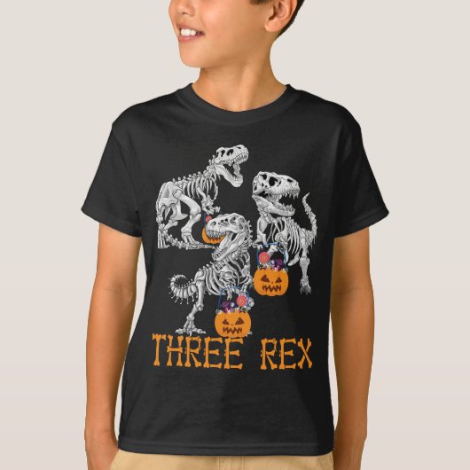 Three Rex Dinosaur Skeleton 3 Jahre Altes Hallowee T-Shirt (Vorderseite)