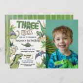 Three Rex Dinosaur Themed Einladung (Vorne/Hinten)