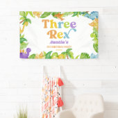 Three Rex Dinosaur Third 3rd Birthday Party Banner (Insitu)