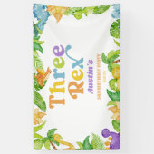 Three Rex Dinosaur Third 3rd Birthday Party Banner (Vertikal)