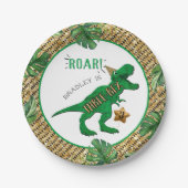 Three-Rex Dinosaurier 3. Geburtstagspapier Pappteller (Vorderseite)