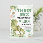 Three Rex dinosaurier electronic Dino 3. Geburtsta Einladung (Stehend Vorderseite)