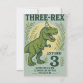Three Rex Dinosaurier Greenerity Geburtstag Einladung (Vorderseite)