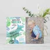 Three Rex Dinosaurier Greenerity Geburtstag Einladung (Stehend Vorderseite)