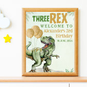 Three Rex - Funny Birthday 3rd Boy Dinosaur Poster