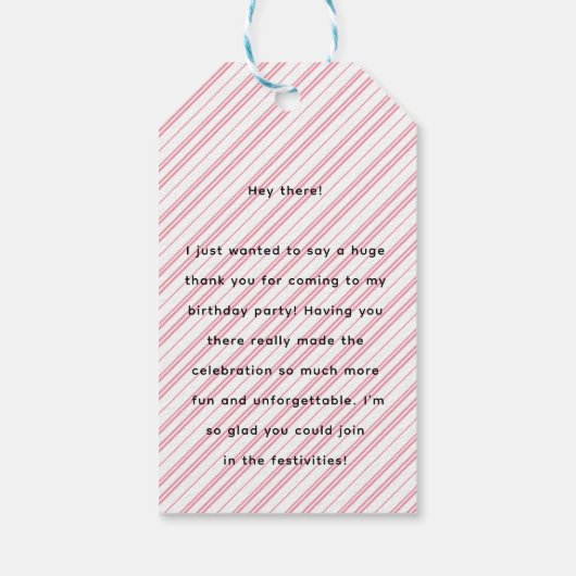 Three Rex Girl Birthday Party Danke Geschenkanhänger (Rückseite)