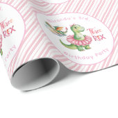 Three Rex Girl Birthday Party Geschenkpapier (Rolleneckpunkt)