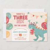 Three Rex Invitation Boy. Dinosaur 3rd Birthday Einladung (Vorderseite)