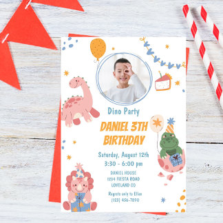 Three Rex Kids Dinosaurier 3. Geburtstags-Party Einladung