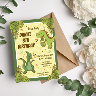 Three Rex Kids Dinosaurier 3. Geburtstags-Party Einladung