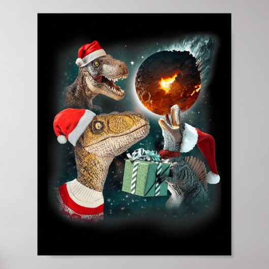 Three Rex Moon 3 Dinos Howling Weidengestalt Poster (Vorne)