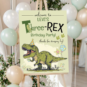 Three-Rex Niedlicher Dinosaurier 3. Geburtstagsfei Poster