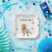 Three Rex & Pink Tutu Birthday Party Paper Plate Pappteller (Party)