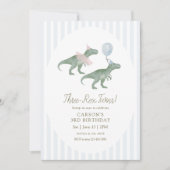 Three-Rex Twins Birthday Invitation Einladung (Vorderseite)