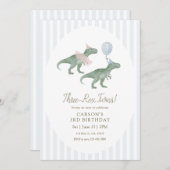 Three-Rex Twins Birthday Invitation Einladung (Vorne/Hinten)