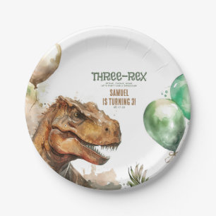 Three Rex - Tyronasaurus Dinosaur Geburtstagsparte Pappteller
