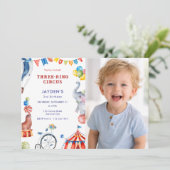 Three Ring Circus 3rd Birthday Carnival Photo Einladung (Stehend Vorderseite)