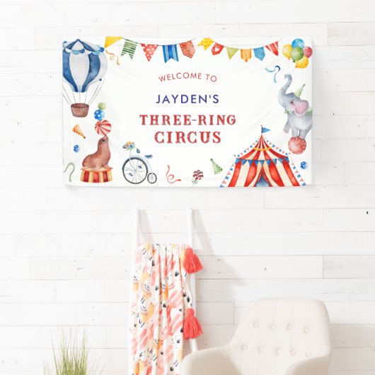 Three Ring Circus Carnival Birthday Welcome Banner (Insitu)