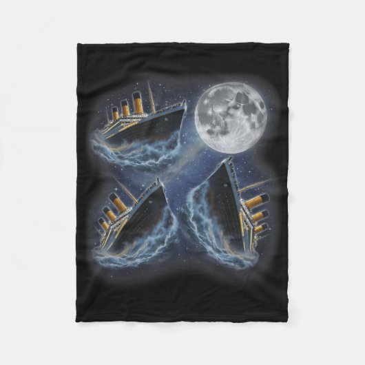 Three Rms Titanic Moon 3 Howling At Moon Funny Wei Fleecedecke (Vorderseite)