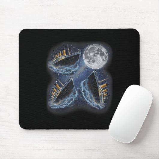 Three Rms Titanic Moon 3 Howling At Moon Funny Wei Mousepad (Mit Mouse)