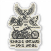 Three Roads One Soul Biker Wolf Aufkleber (Vorderseite)